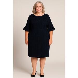 Shelby & Palmer Dark Navy Bell Sleeve Sheath Dress – Size 22W